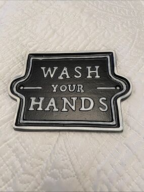 WASH YOUR HANDS Metal Sign HEARTH & Hand with Magnolia Wall or Shelf Decor